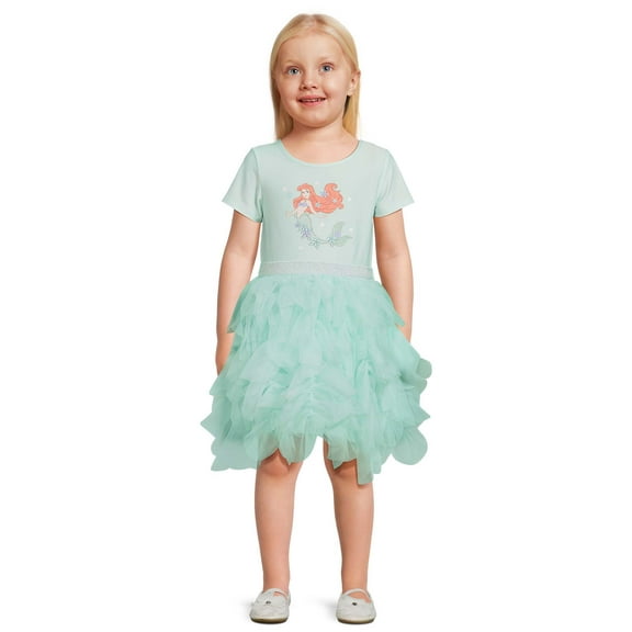 Disney The Little Mermaid Toddler Girl Short Sleeve Tutu Dress, Sizes 12M-5T
