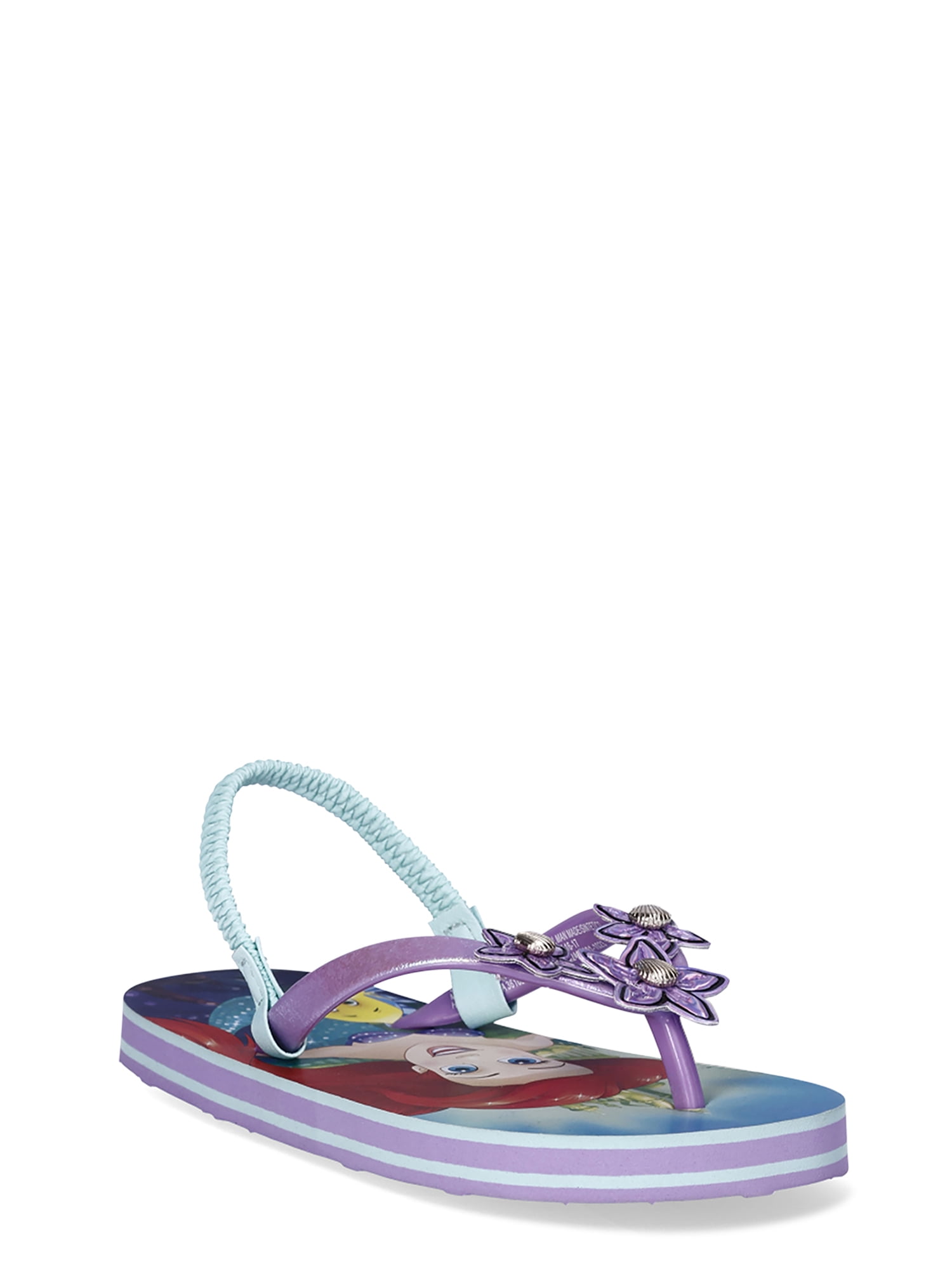 Disney The Little Mermaid Toddler Girls Ariel and Flounder Flip Flops, Sizes 5/6-11/12