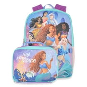Disney The Little Mermaid Women's Polyester Backpack With Lunchbox, Aqua