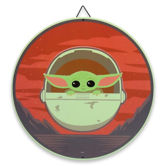 Disney The Mandalorian The Child Round Metal Sign for Man Cave, Kids' Room, or Movie Room
