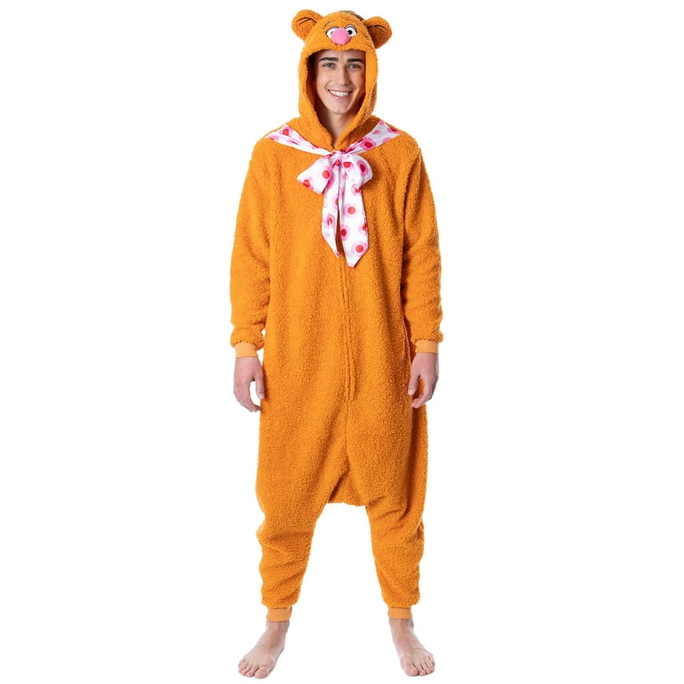 Disney The Muppets Adult Fozzie Bear Costume Plush Kigurumi Union Suit Pajama Outfit