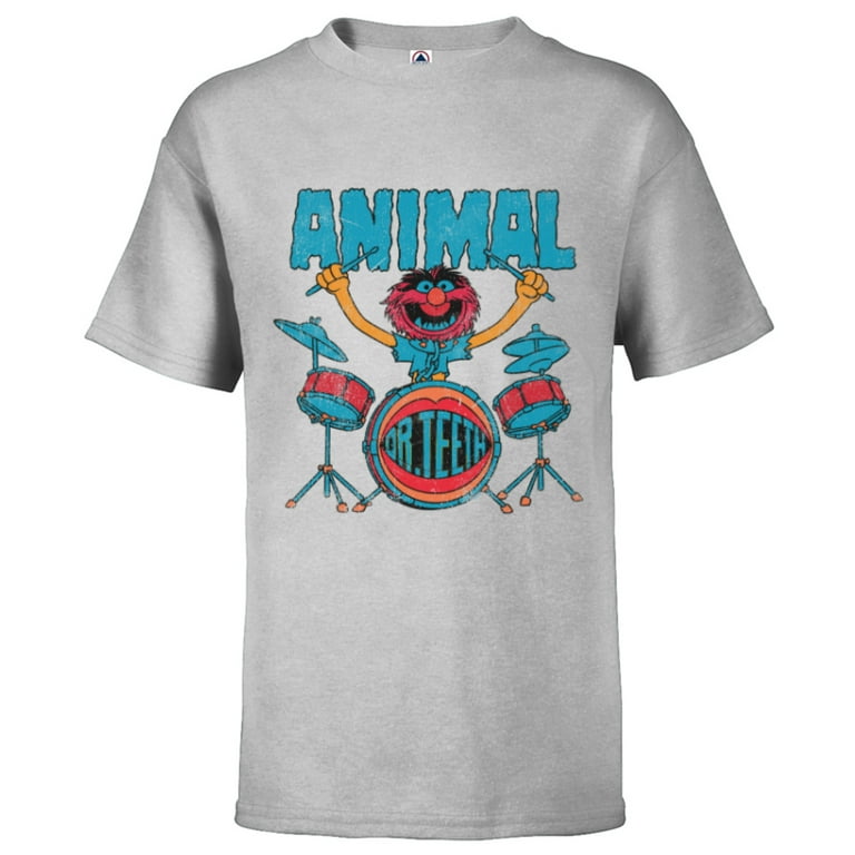 & Animal Kids Vintage Mayhem - T-Shirt Heather Dr Sleeve Teeth for Disney Customized-Athletic - The Muppets Electric Short