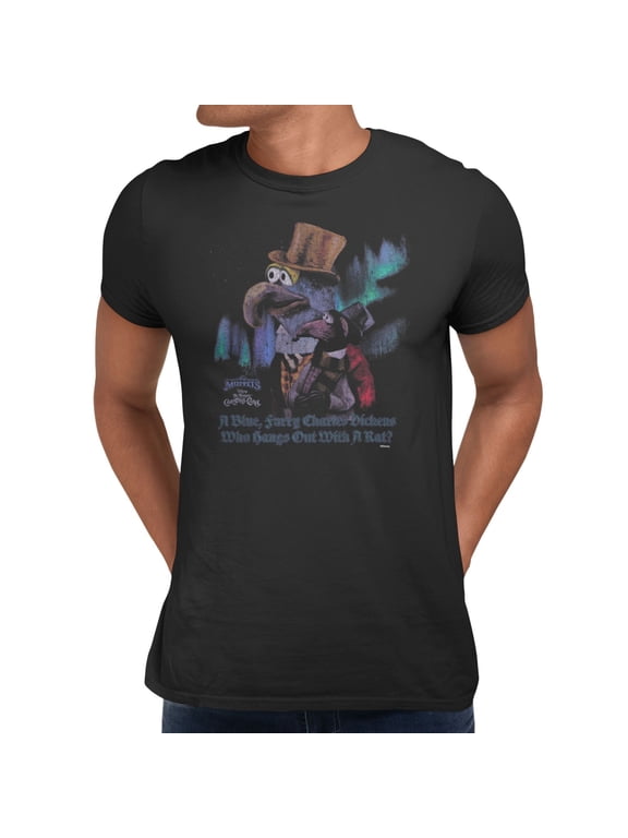 The Muppets Christmas Blue Rat Charles Dickens Men's T Shirt (Black, S-XXXL)