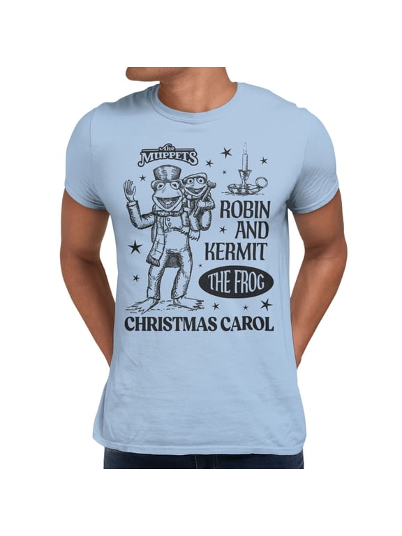The Muppets Christmas Carol Robin Kermit Sparkle Men's T Shirt (Light Blue, S-XXXL)