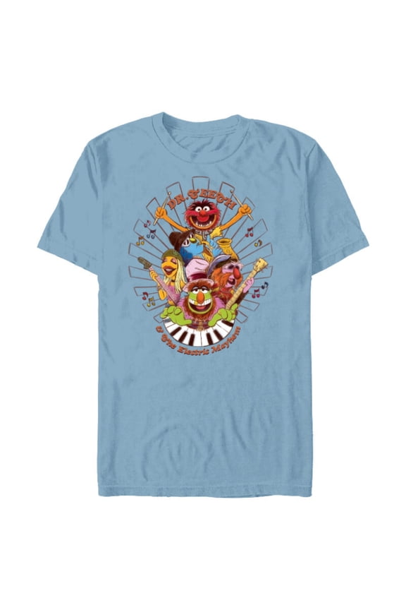 Disney The Muppets Dr Teeth & Electric Mayhem Keyboard Band - Short Sleeve Blended T-Shirt for Adults - Customized-Ocean Blue