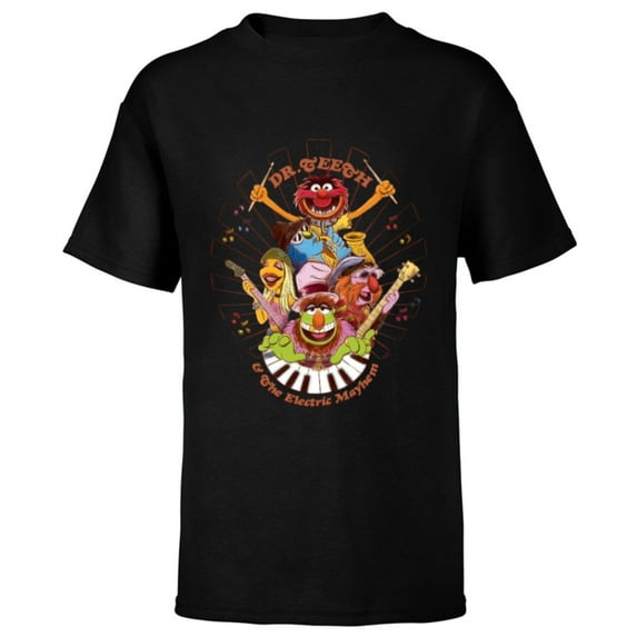 Disney The Muppets Dr Teeth & Electric Mayhem Keyboard Band - Short Sleeve T-Shirt for Kids - Customized-Black
