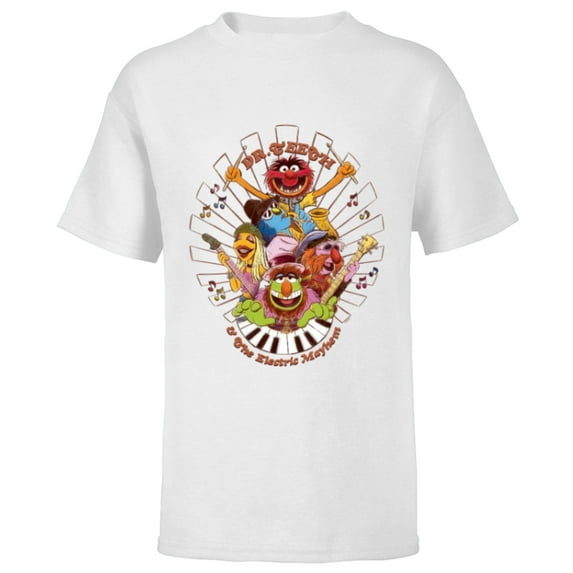 Disney The Muppets Dr Teeth & Electric Mayhem Keyboard Band - Short Sleeve T-Shirt for Kids - Customized-White
