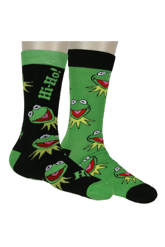 Disney The Muppets Hi Ho Kermit The Frog 2 Pair Crew Socks