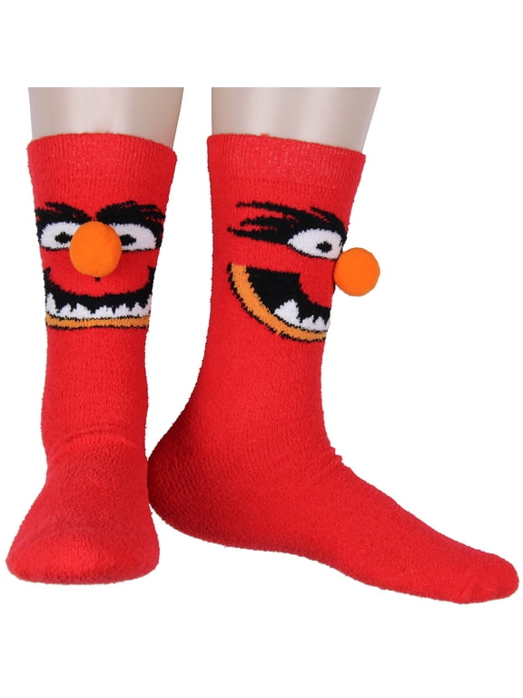 Disney The Muppets Socks Animal 3D Nose Adult Chenille Fuzzy Plush Crew Socks For Men Women 1 Pair