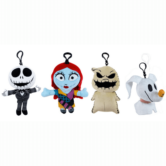Disney The Nighmare Before Christmas 6" Plush Clip Figures, Jack Skellington, Sally, Oogie and Zero, Pack of 4