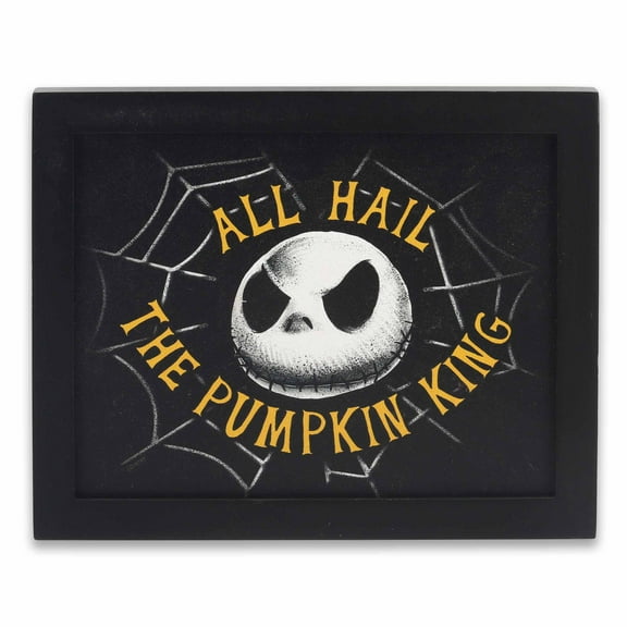 Disney The Nightmare Before Christmas All Hail the Pumpkin King Framed Wood Wall Decor - Spooky Pumpkin King Decoration for Halloween