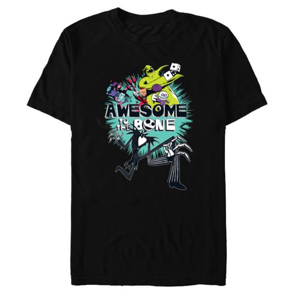 Disney The Nightmare Before Christmas Awesome to the Bone - Short Sleeve Blended T-Shirt for Adults – Customized-Black