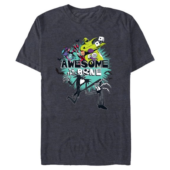Disney The Nightmare Before Christmas Awesome to the Bone - Short Sleeve Blended T-Shirt for Adults – Customized-Navy Heather