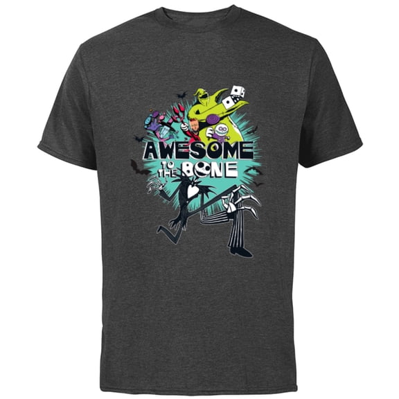 Disney The Nightmare Before Christmas Awesome to the Bone - Short Sleeve Cotton T-Shirt for Adults - Customized-Charcoal