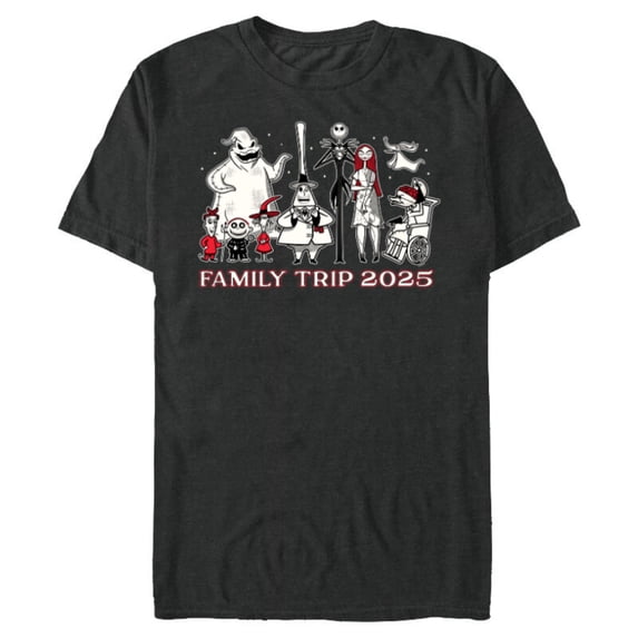 Disney The Nightmare Before Christmas B&W&R Family Trip 2025 - Short Sleeve Blended T-Shirt for Adults - Customized-Dark Heather