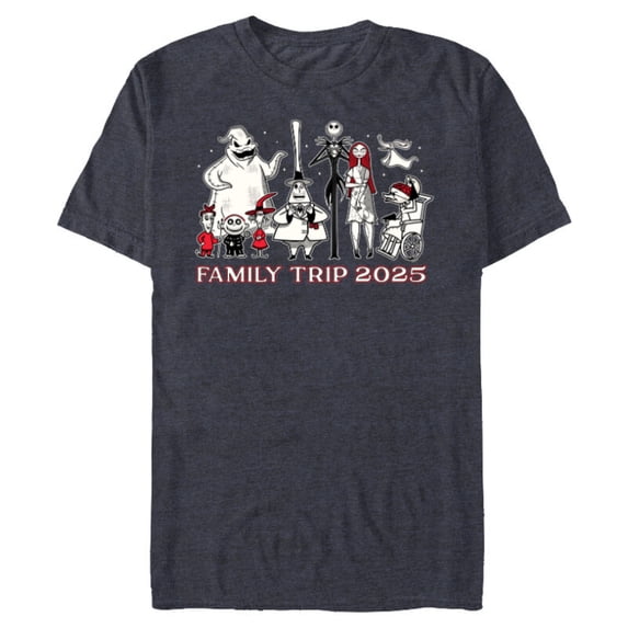 Disney The Nightmare Before Christmas B&W&R Family Trip 2025 - Short Sleeve Blended T-Shirt for Adults - Customized-Navy Heather