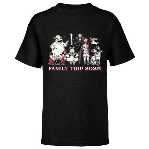 Disney The Nightmare Before Christmas B&W&R Family Trip 2025 - Short Sleeve T-Shirt for Kids - Customized-Black