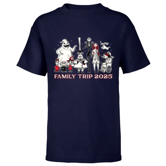 Disney The Nightmare Before Christmas B&W&R Family Trip 2025 - Short Sleeve T-Shirt for Kids - Customized-Navy