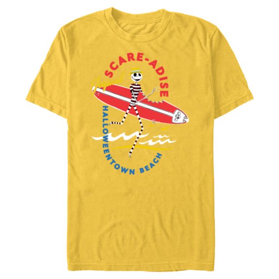 Disney The Nightmare Before Christmas Beach Scare-adise Jack - Short Sleeve Blended T-Shirt for Adults - Customized-Yellow