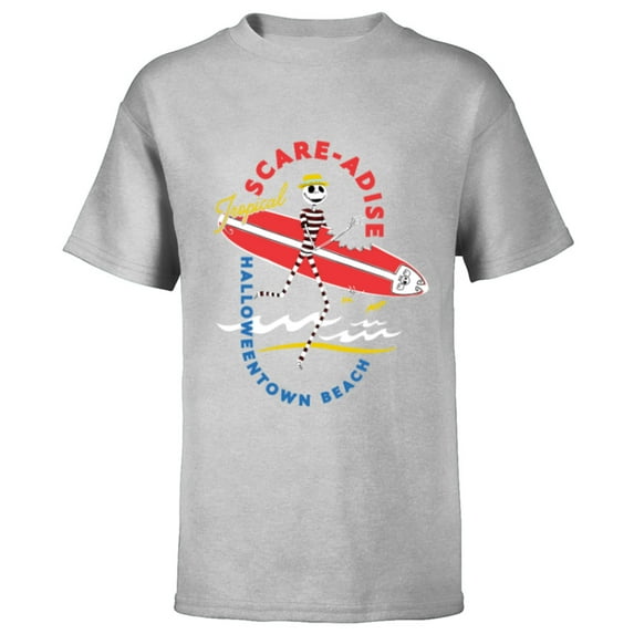 Disney The Nightmare Before Christmas Beach Scare-adise Jack - Short Sleeve T-Shirt for Kids - Customized-Athletic Heather