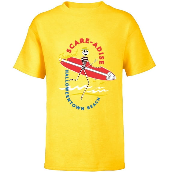 Disney The Nightmare Before Christmas Beach Scare-adise Jack - Short Sleeve T-Shirt for Kids - Customized-Yellow