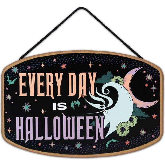 Disney The Nightmare Before Christmas Every Day is Halloween Hanging Wood Wall Decor - Fun Zero Sign for Home Decorating