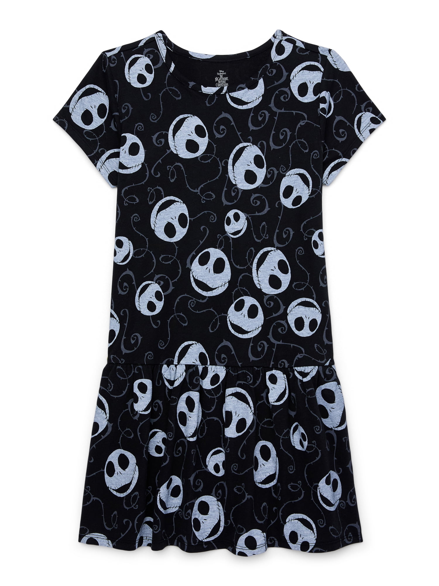 Disney The Nightmare Before Christmas Girls Short Sleeve Dress, Sizes 4-12