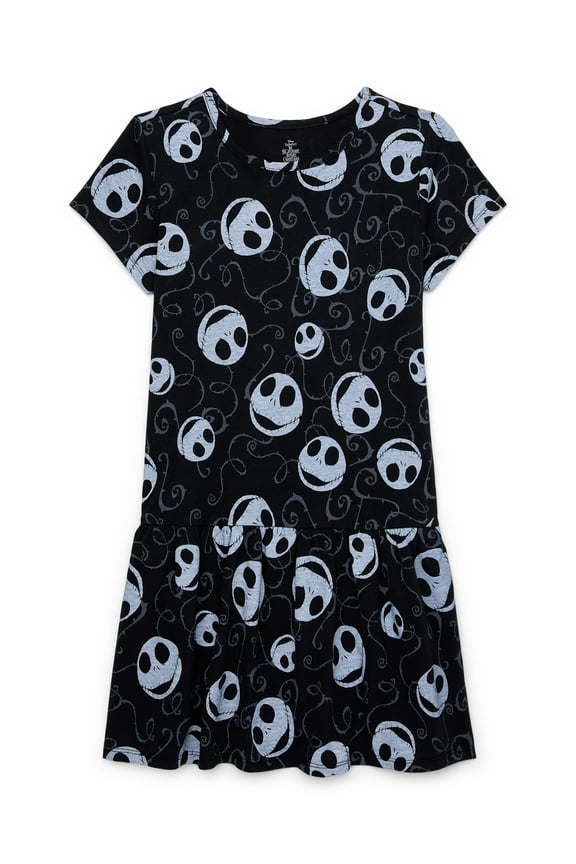 Disney The Nightmare Before Christmas Girls Short Sleeve Dress, Sizes 4-12