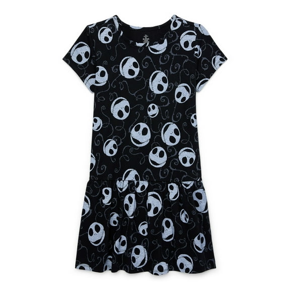 Disney The Nightmare Before Christmas Girls Short Sleeve Dress, Sizes 4-12
