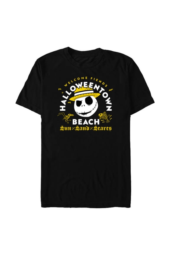 Disney The Nightmare Before Christmas Halloween Town Beach - Short Sleeve Blended T-Shirt for Adults - Customized-Black