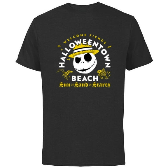 Disney The Nightmare Before Christmas Halloween Town Beach - Short Sleeve Cotton T-Shirt for Adults - Customized-Black