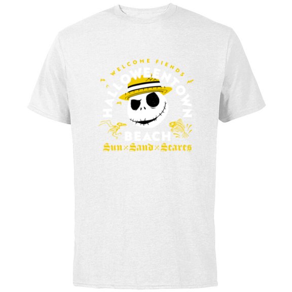 Disney The Nightmare Before Christmas Halloween Town Beach - Short Sleeve Cotton T-Shirt for Adults - Customized-White