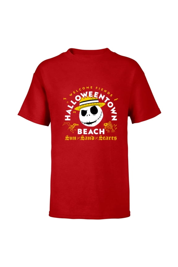 Disney The Nightmare Before Christmas Halloween Town Beach - Short Sleeve T-Shirt for Kids - Customized-Red