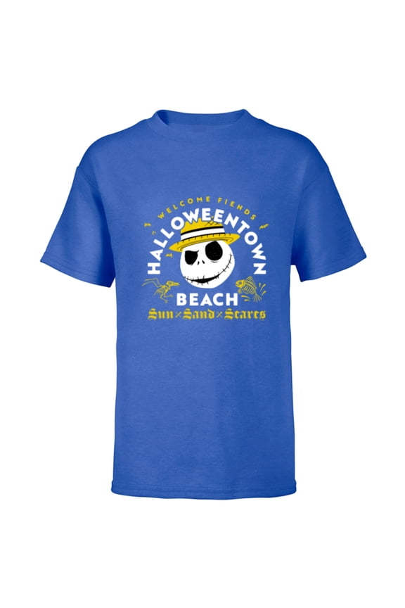 Disney The Nightmare Before Christmas Halloween Town Beach - Short Sleeve T-Shirt for Kids - Customized-Royal