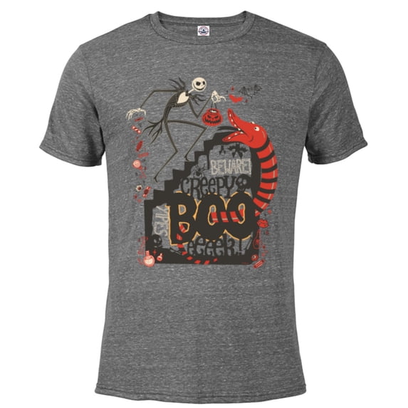 Disney The Nightmare Before Christmas Jack Halloween Boo - Short Sleeve Blended T-Shirt for Adults - Customized-Graphite Snow Heather