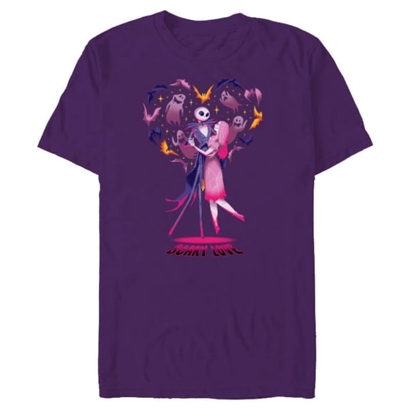 Disney The Nightmare Before Christmas Jack Sally Scary Love - Short Sleeve Blended T-Shirt for Adults - Customized-Purple