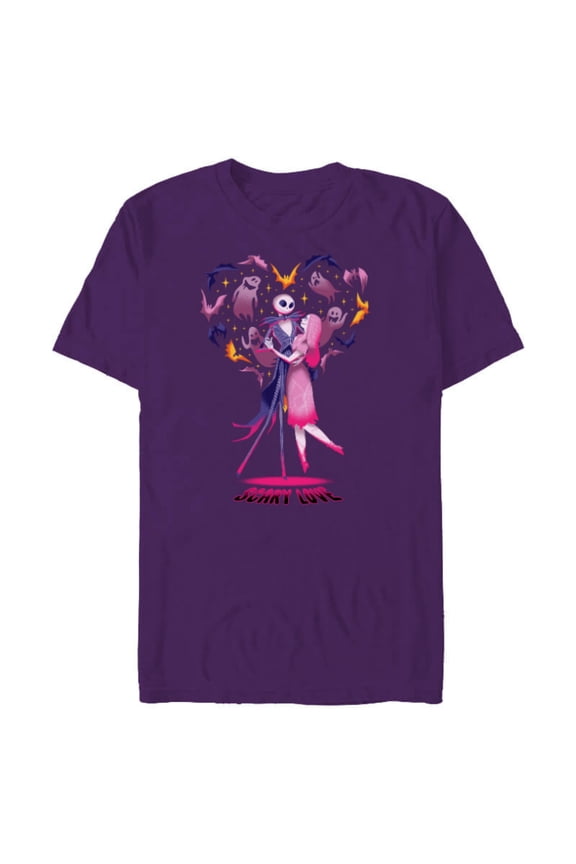 Disney The Nightmare Before Christmas Jack Sally Scary Love - Short Sleeve Blended T-Shirt for Adults - Customized-Purple