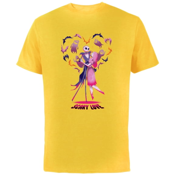 Disney The Nightmare Before Christmas Jack Sally Scary Love - Short Sleeve Cotton T-Shirt for Adults - Customized-Yellow