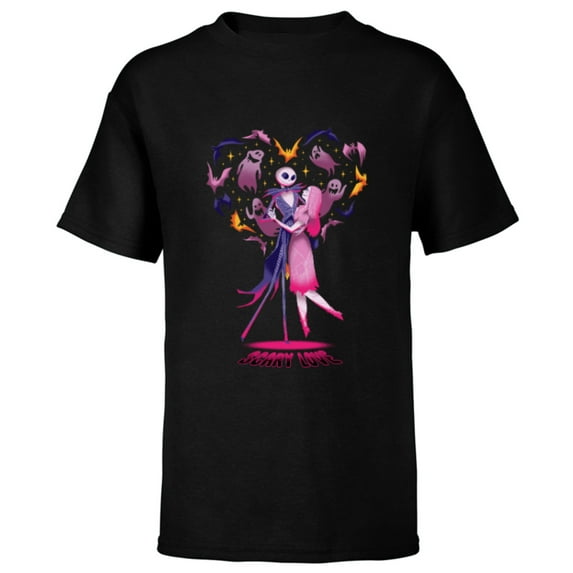 Disney The Nightmare Before Christmas Jack Sally Scary Love - Short Sleeve T-Shirt for Kids - Customized-Black