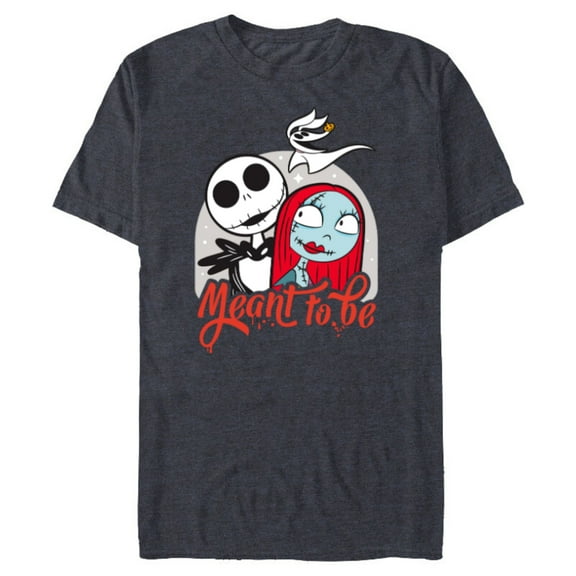 Disney The Nightmare Before Christmas Jack & Sally - Short Sleeve Blended T-Shirt for Adults -Customized-Navy Heather
