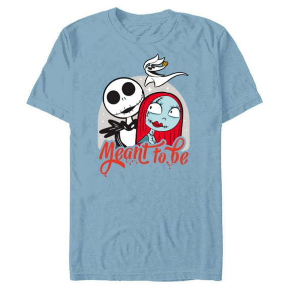 Disney The Nightmare Before Christmas Jack & Sally - Short Sleeve Blended T-Shirt for Adults -Customized-Ocean Blue