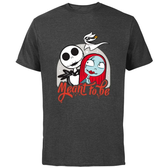 Disney The Nightmare Before Christmas Jack & Sally - Short Sleeve Cotton T-Shirt for Adults -Customized-Charcoal