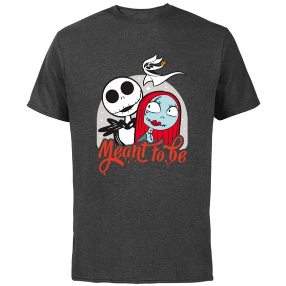 Disney The Nightmare Before Christmas Jack & Sally - Short Sleeve Cotton T-Shirt for Adults -Customized-Charcoal