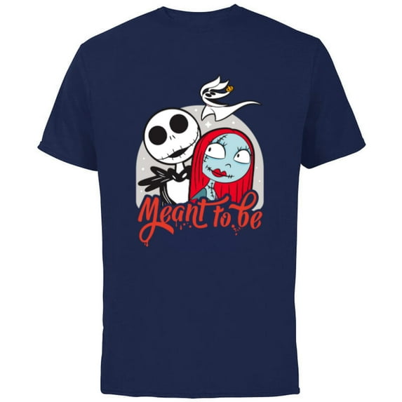Disney The Nightmare Before Christmas Jack & Sally - Short Sleeve Cotton T-Shirt for Adults -Customized-Navy