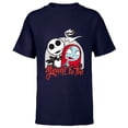 thumbnail image 1 of Disney The Nightmare Before Christmas Jack & Sally - Short Sleeve T-Shirt for Kids -Customized-Navy, 1 of 5