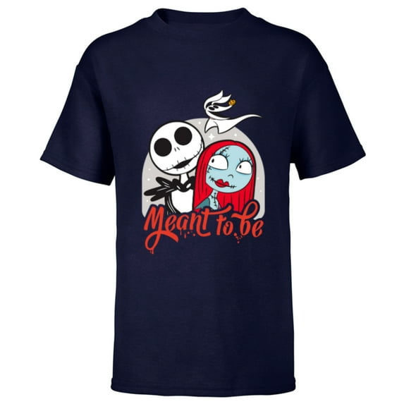 Disney The Nightmare Before Christmas Jack & Sally - Short Sleeve T-Shirt for Kids -Customized-Navy