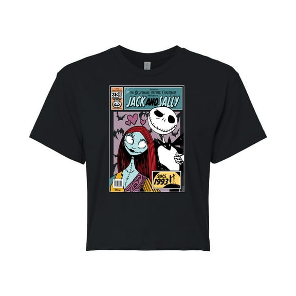 Disney - The Nightmare Before Christmas - Jack & Sally Since 1993 - Juniors Cropped Cotton Blend T-Shirt