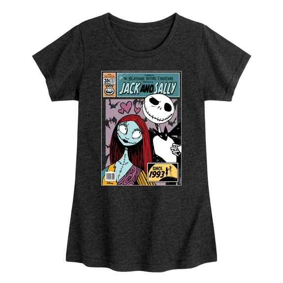 Disney - The Nightmare Before Christmas - Jack & Sally Since 1993 - Toddler & Youth Girls Short Sleeve Graphic T-Shirt