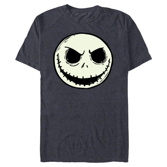 Disney The Nightmare Before Christmas Jack Skull Big Face - Short Sleeve Blended T-Shirt for Adults - Customized-Navy Heather