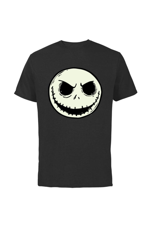 Disney The Nightmare Before Christmas Jack Skull Big Face - Short Sleeve Cotton T-Shirt for Adults - Customized-Black